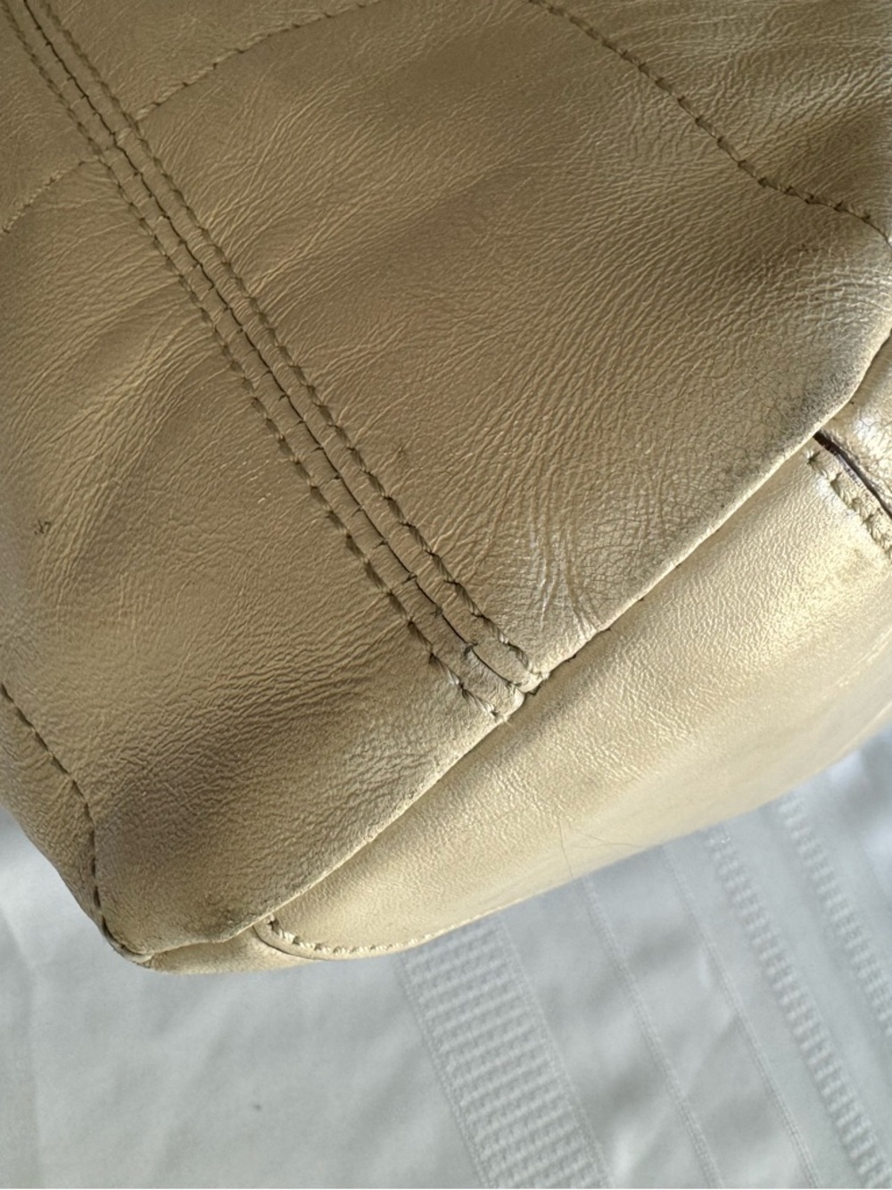 Coach 2011 Audrey Slim Tote bag in cream leather with snakeskin accents & trim - Picture 3 of 12